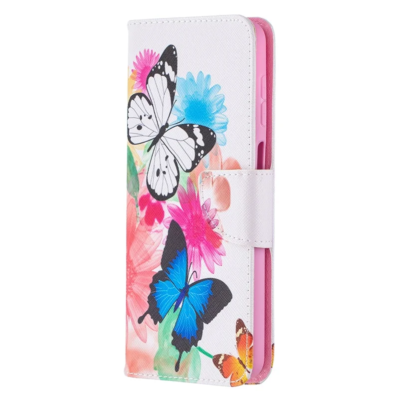 Pattern Printing Magnetic Leather Stand Case for Samsung Galaxy A12 - Two Butterflies
