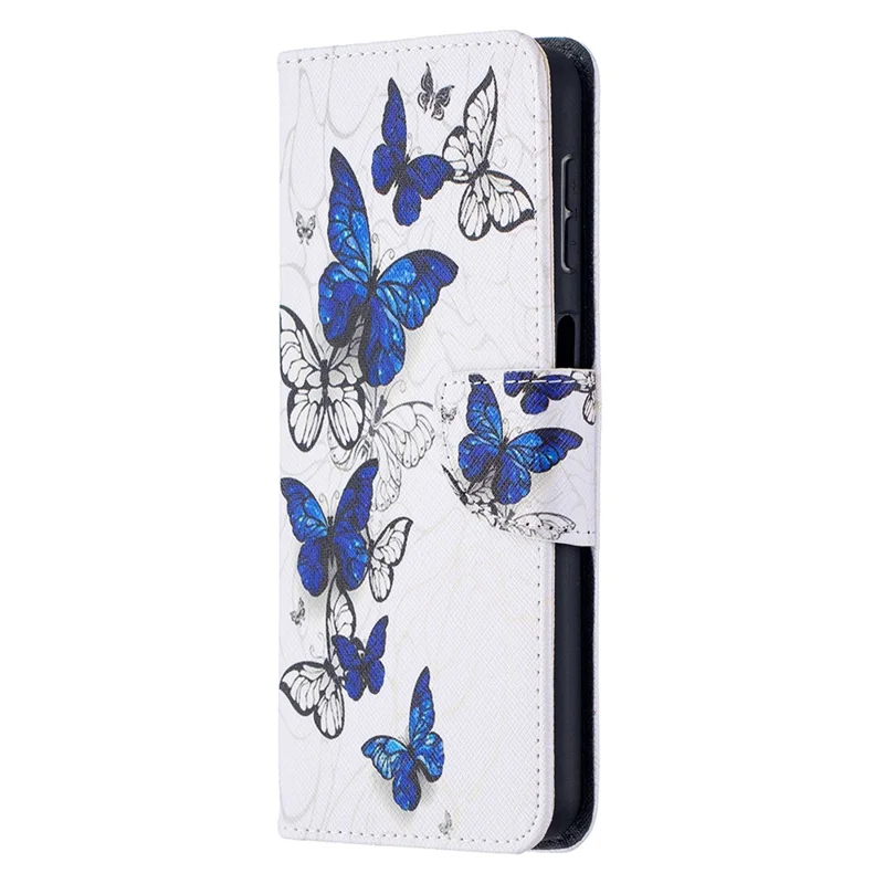 Pattern Printing Wallet Stand Flip Leather Phone Cover for Samsung Galaxy A32 5G / M32 5G - Blue Butterflies