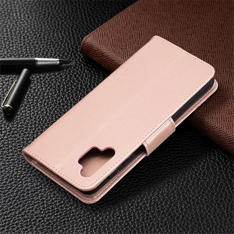 For Samsung Galaxy A32 5G / M32 5G Imprint Butterflies Wallet Stand Flip Leather Phone Shell - Rose Gold