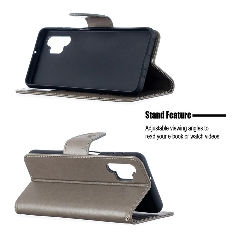 For Samsung Galaxy A32 5G / M32 5G Imprint Butterflies Wallet Stand Flip Leather Phone Shell - Grey