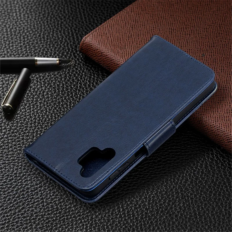 For Samsung Galaxy A32 5G / M32 5G Imprint Butterflies Wallet Stand Flip Leather Phone Shell - Dark Blue