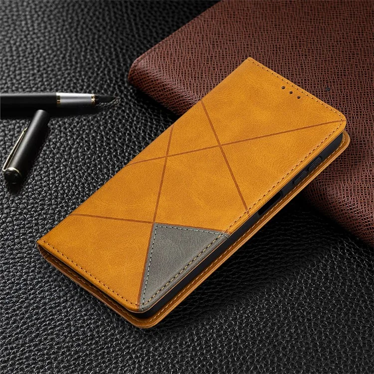 Coque en TPU et cuir PU avec porte-cartes pour Galaxy A32 5G / M32 5G - Jaune