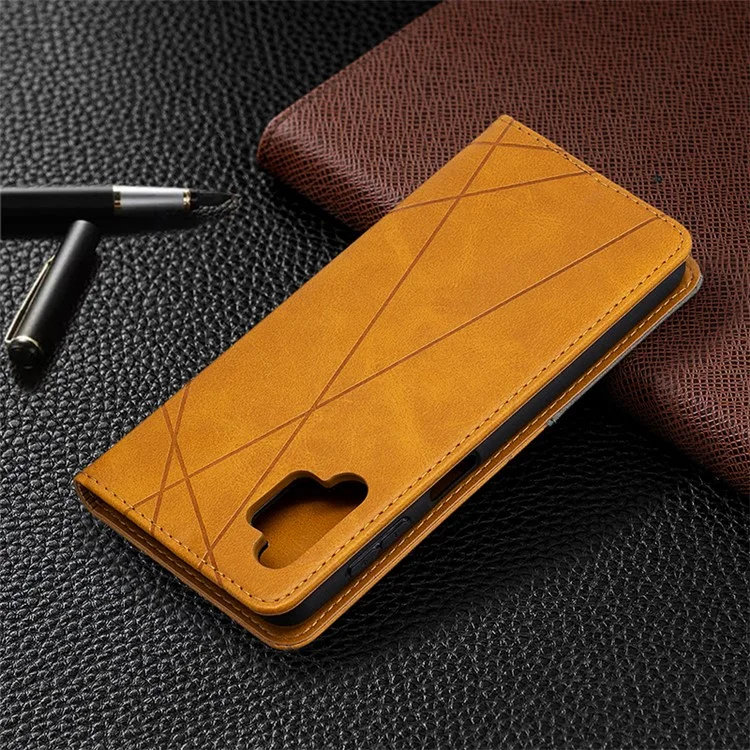 Coque en TPU et cuir PU avec porte-cartes pour Galaxy A32 5G / M32 5G - Jaune