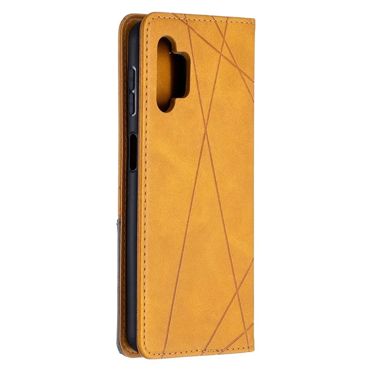 Coque en TPU et cuir PU avec porte-cartes pour Galaxy A32 5G / M32 5G - Jaune