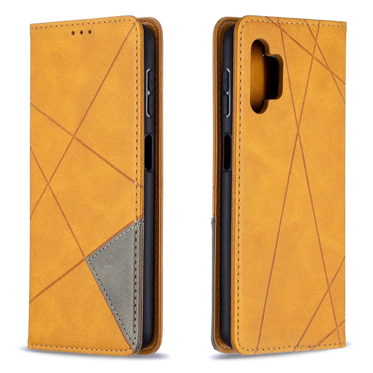 Coque en TPU et cuir PU avec porte-cartes pour Galaxy A32 5G / M32 5G - Jaune