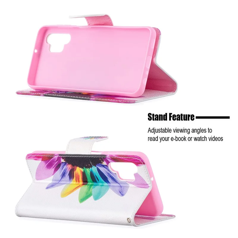 Pattern Printing Magnetic Leather Stand Wallet Stylish Case for Galaxy A32 5G / M32 5G - Sunflower