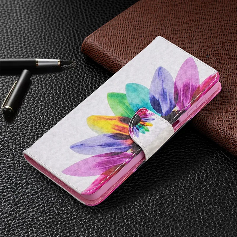 Pattern Printing Magnetic Leather Stand Wallet Stylish Case for Galaxy A32 5G / M32 5G - Sunflower