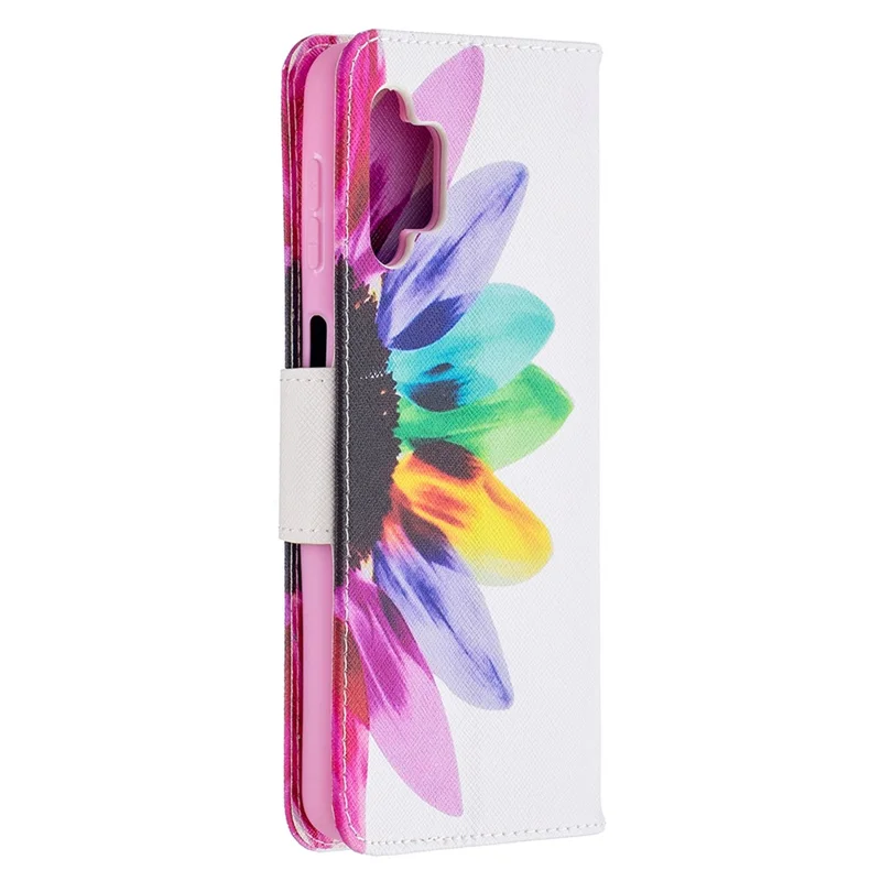Pattern Printing Magnetic Leather Stand Wallet Stylish Case for Galaxy A32 5G / M32 5G - Sunflower