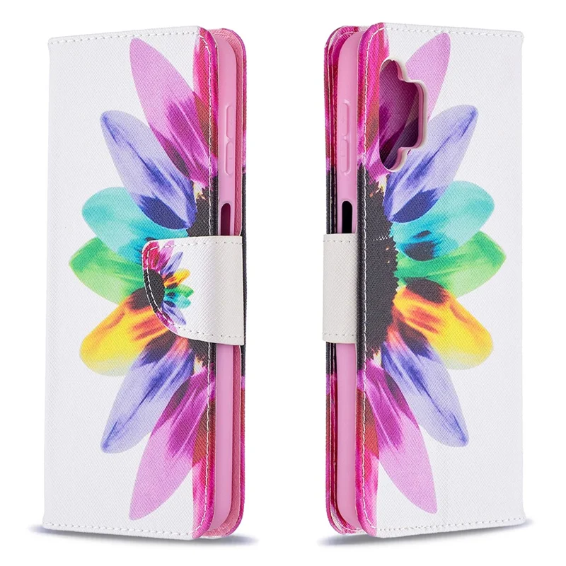 Pattern Printing Magnetic Leather Stand Wallet Stylish Case for Galaxy A32 5G / M32 5G - Sunflower