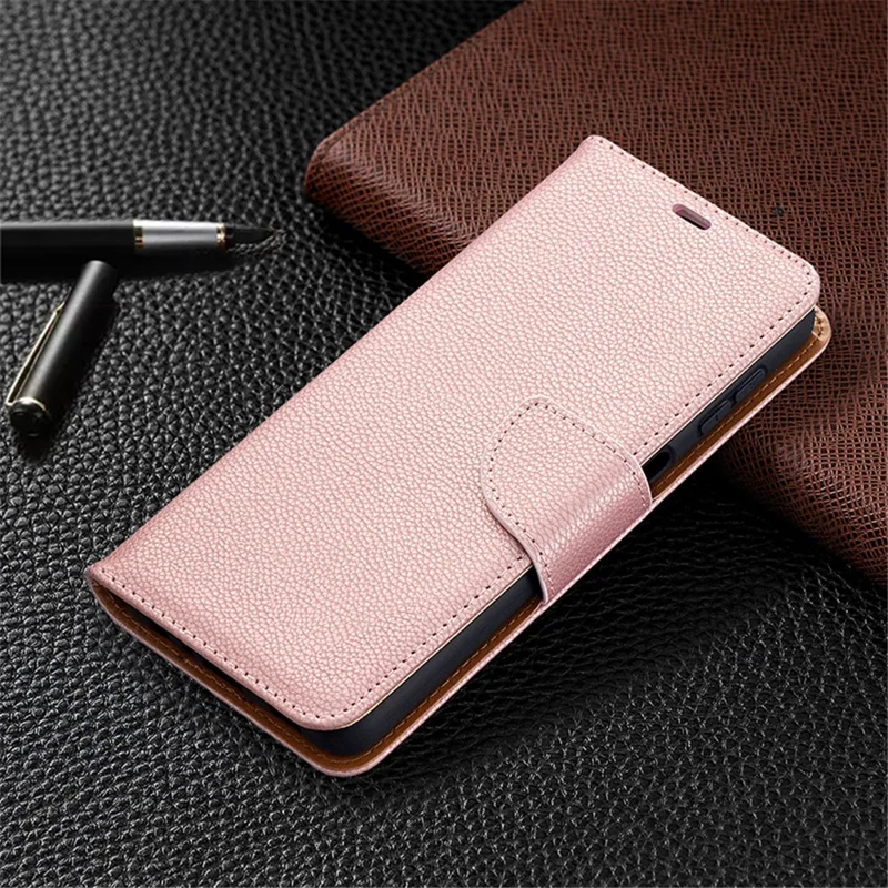 Litchi Texture Wallet Leather Pure Color Phone Case for Galaxy A32 5G / M32 5G - Rose Gold