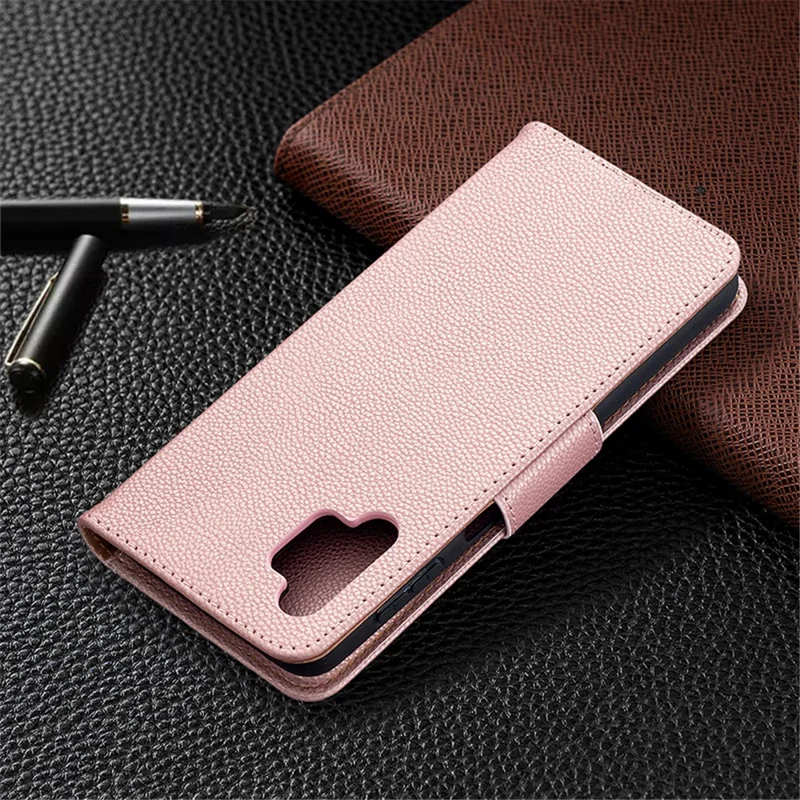 Litchi Texture Wallet Leather Pure Color Phone Case for Galaxy A32 5G / M32 5G - Rose Gold