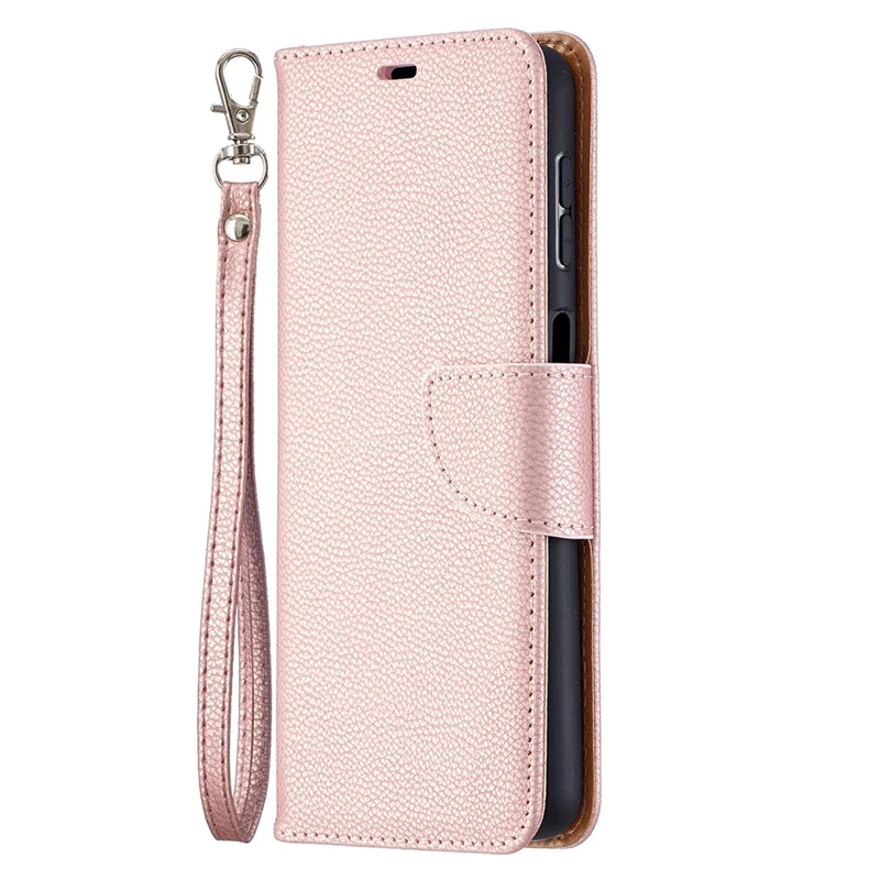 Litchi Texture Wallet Leather Pure Color Phone Case for Galaxy A32 5G / M32 5G - Rose Gold