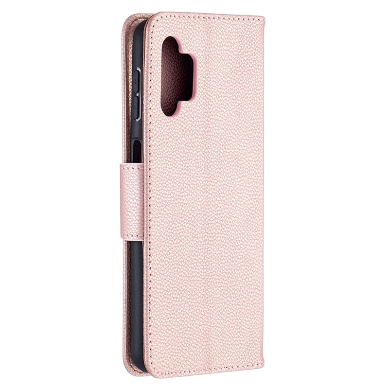 Litchi Texture Wallet Leather Pure Color Phone Case for Galaxy A32 5G / M32 5G - Rose Gold