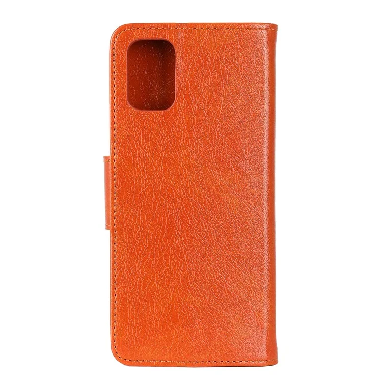 For Samsung Galaxy A52 4G/5G / A52s 5G Wallet Phone Case Shockproof Flip Folio Cover with Stand Split Leather Phone Shell with Nappa Texture - Orange