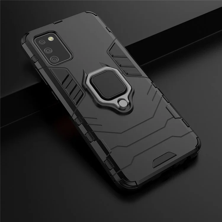 Cool Guard Phone Protective Case for Samsung Galaxy A02s (166.5mm) Hybrid Kickstand Mobile Case - Black