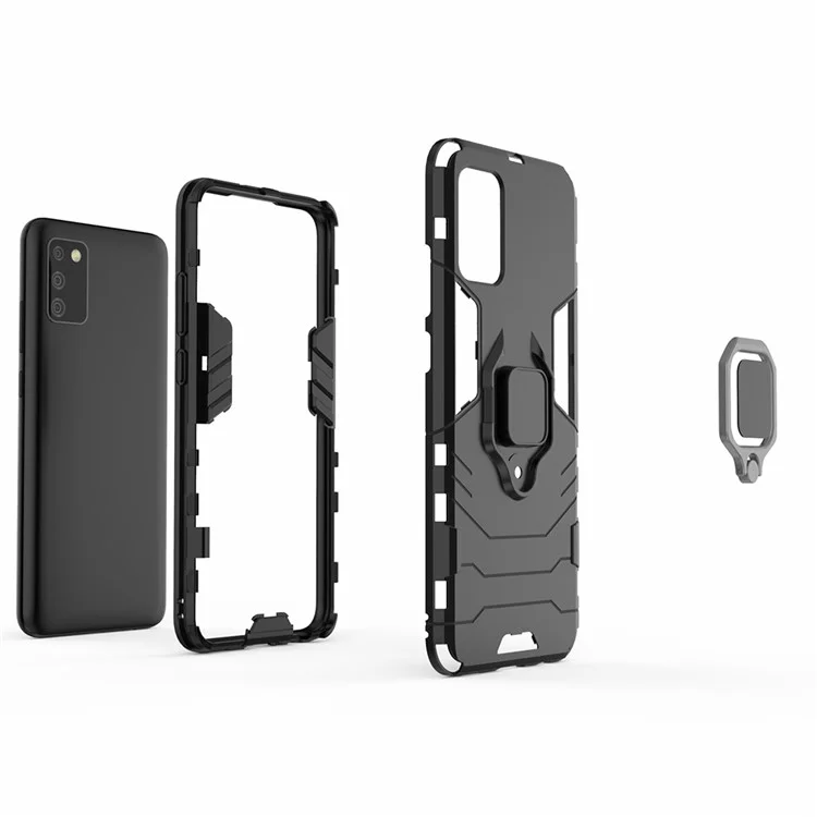 Cool Guard Phone Protective Case for Samsung Galaxy A02s (166.5mm) Hybrid Kickstand Mobile Case - Black