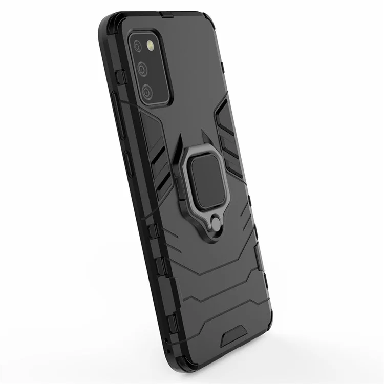 Cool Guard Phone Protective Case for Samsung Galaxy A02s (166.5mm) Hybrid Kickstand Mobile Case - Black