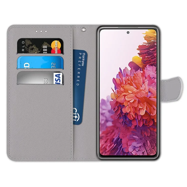 Para Samsung Galaxy S20 fe 4G/5G/S20 Lite/S20 fe 2022 Anti-Drop Wallet Stand Case Pattern Impresión de Impresión - Flor Rosa