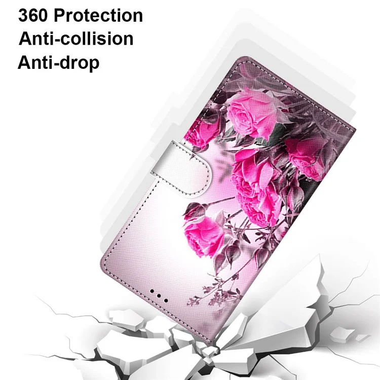 Para Samsung Galaxy S20 fe 4G/5G/S20 Lite/S20 fe 2022 Anti-Drop Wallet Stand Case Pattern Impresión de Impresión - Flor Rosa