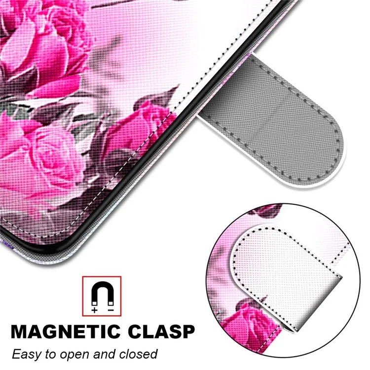 Para Samsung Galaxy S20 fe 4G/5G/S20 Lite/S20 fe 2022 Anti-Drop Wallet Stand Case Pattern Impresión de Impresión - Flor Rosa