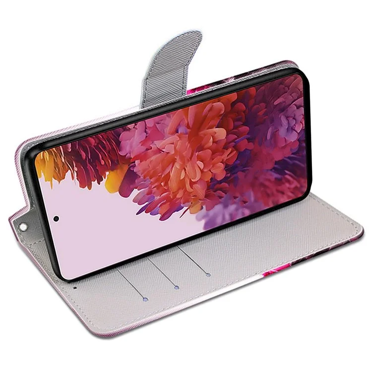 For Samsung Galaxy S21 4G/5G PU Leather Magnetic Cover Stand Flip Wallet Phone Case - Wild Roses