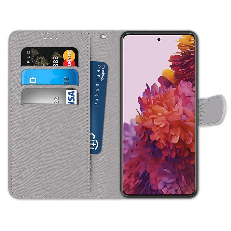 For Samsung Galaxy S21 4G/5G PU Leather Magnetic Cover Stand Flip Wallet Phone Case - Road and Starry Night
