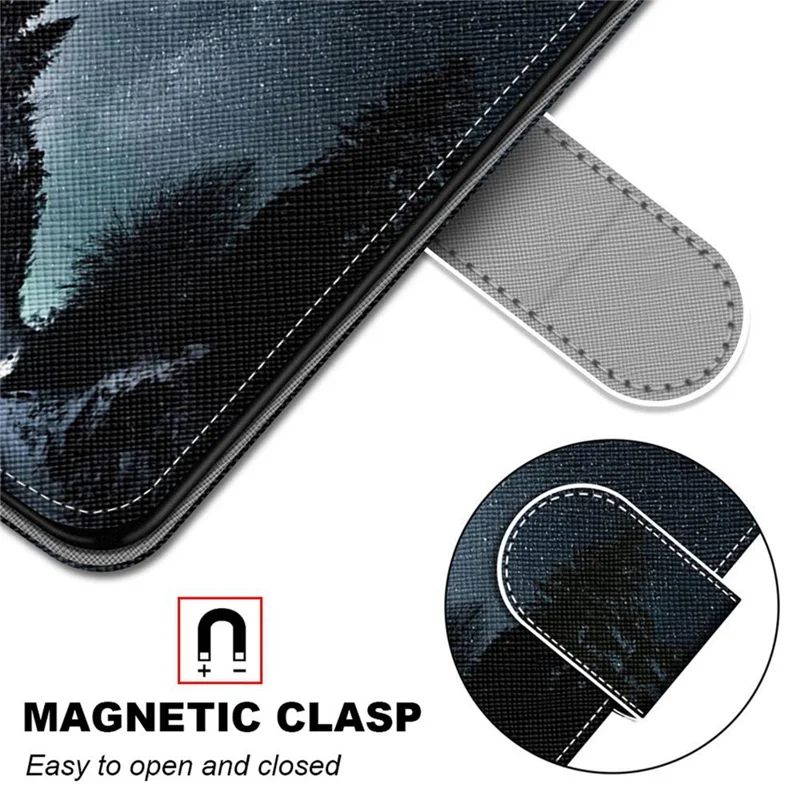 For Samsung Galaxy S21 4G/5G PU Leather Magnetic Cover Stand Flip Wallet Phone Case - Road and Starry Night