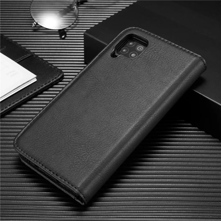 DG.MING Für Samsung Galaxy A42 5G Brieftasche Anti-Kratzer Spaltleder-Cover Abnehmbares 2-in-1 PC Rückengehäuse - Schwarz