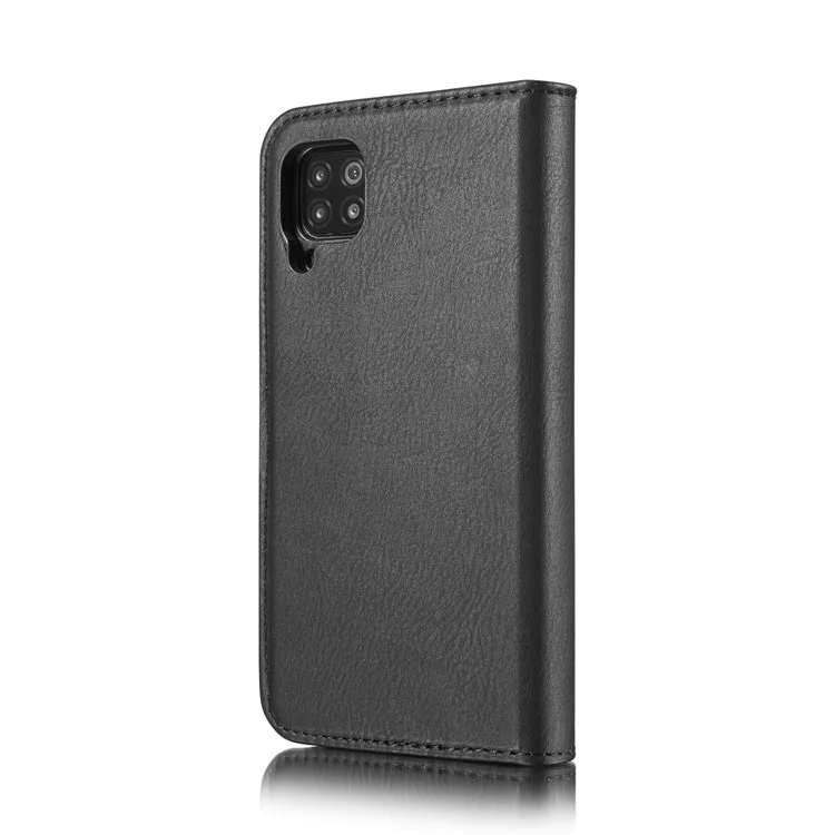 DG.MING Für Samsung Galaxy A42 5G Brieftasche Anti-Kratzer Spaltleder-Cover Abnehmbares 2-in-1 PC Rückengehäuse - Schwarz