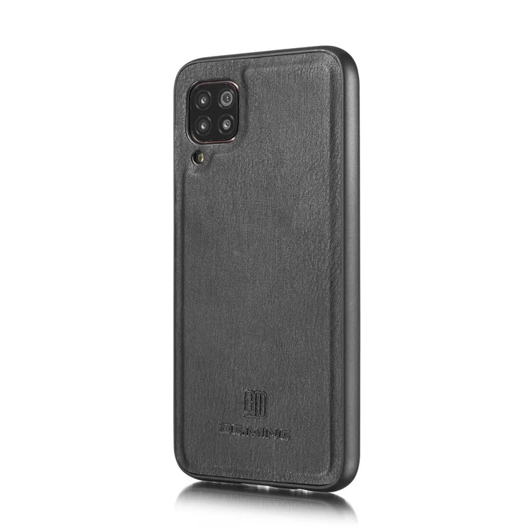 DG.MING Für Samsung Galaxy A42 5G Brieftasche Anti-Kratzer Spaltleder-Cover Abnehmbares 2-in-1 PC Rückengehäuse - Schwarz