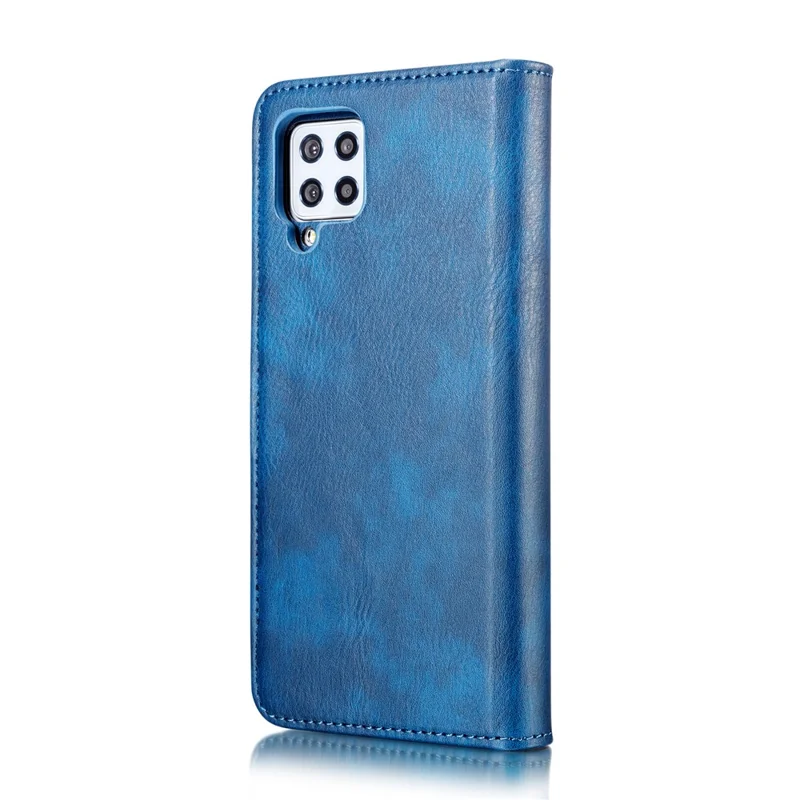 DG.MING Wallet Anti-scratch Split Leather Cover Detachable 2-in-1 PC Back Case for Samsung Galaxy A42 5G - Blue