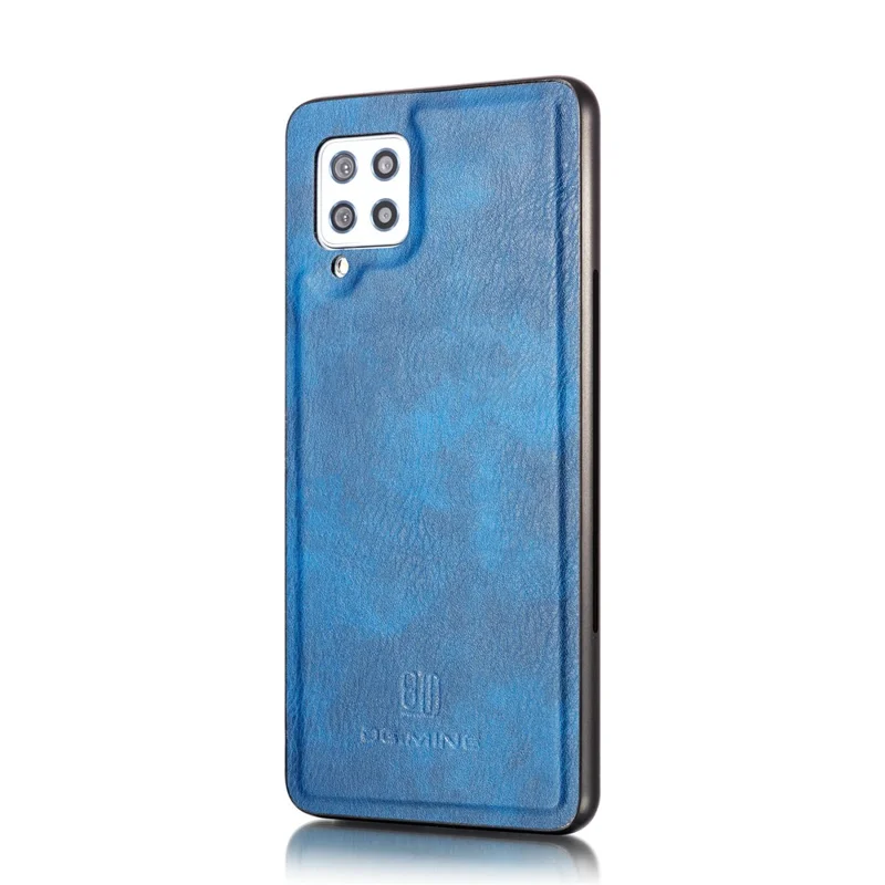 DG.MING Wallet Anti-scratch Split Leather Cover Detachable 2-in-1 PC Back Case for Samsung Galaxy A42 5G - Blue