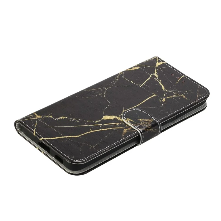 Glossy Pattern Printing Leather Protection Cover for Samsung Galaxy S21 Ultra 5G - Black Marble
