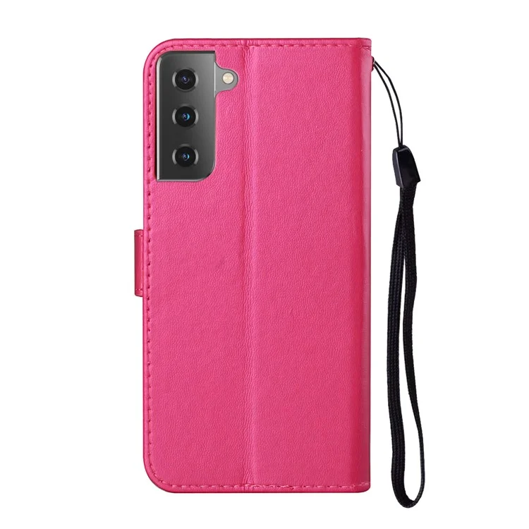 Étui de Téléphone en Cuir de Design Unqiue Avec Sangle Pour Samsung Galaxy S21 4g / 5g - Rose