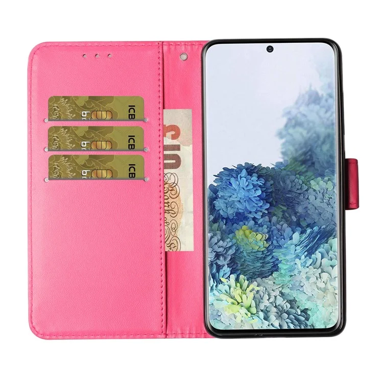 Étui de Téléphone en Cuir de Design Unqiue Avec Sangle Pour Samsung Galaxy S21 4g / 5g - Rose