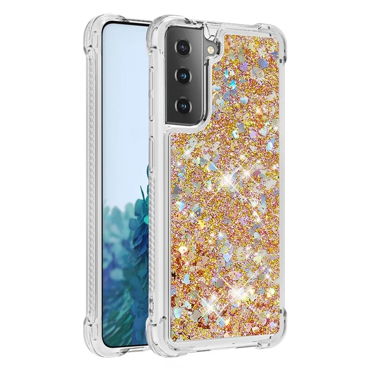 Dynamic Quicksand Anti-shock TPU Protection Phone Casing for Samsung Galaxy S21 4G/5G - Gold