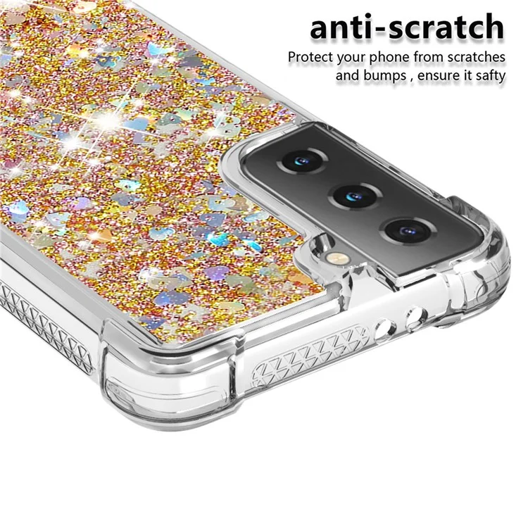 Dynamic Quicksand Anti-shock TPU Protection Phone Casing for Samsung Galaxy S21 4G/5G - Gold