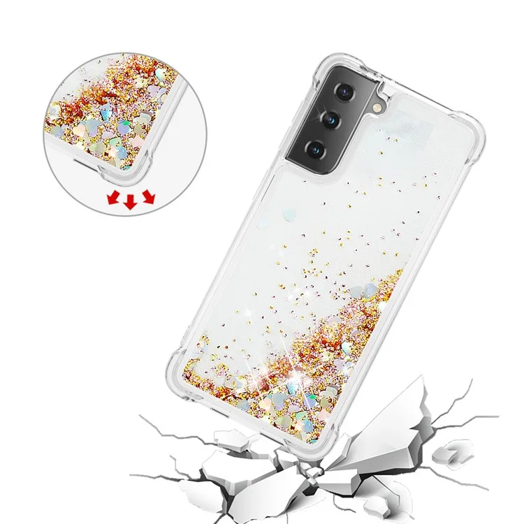 Dynamic Quicksand Anti-shock TPU Protection Phone Casing for Samsung Galaxy S21 4G/5G - Gold