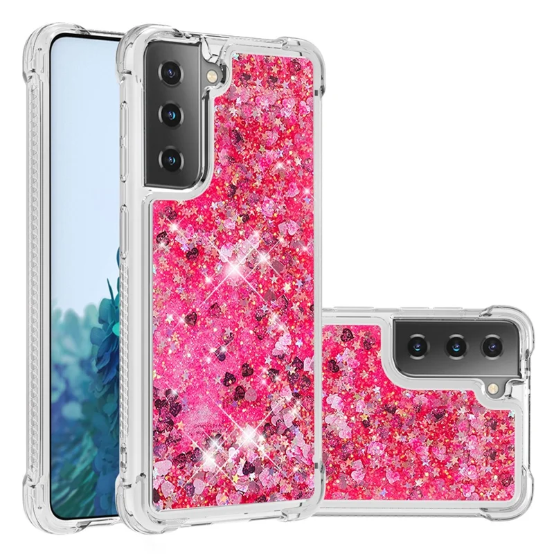 Dynamic Quicksand Anti-shock TPU Protection Phone Casing for Samsung Galaxy S21 4G/5G - Rose