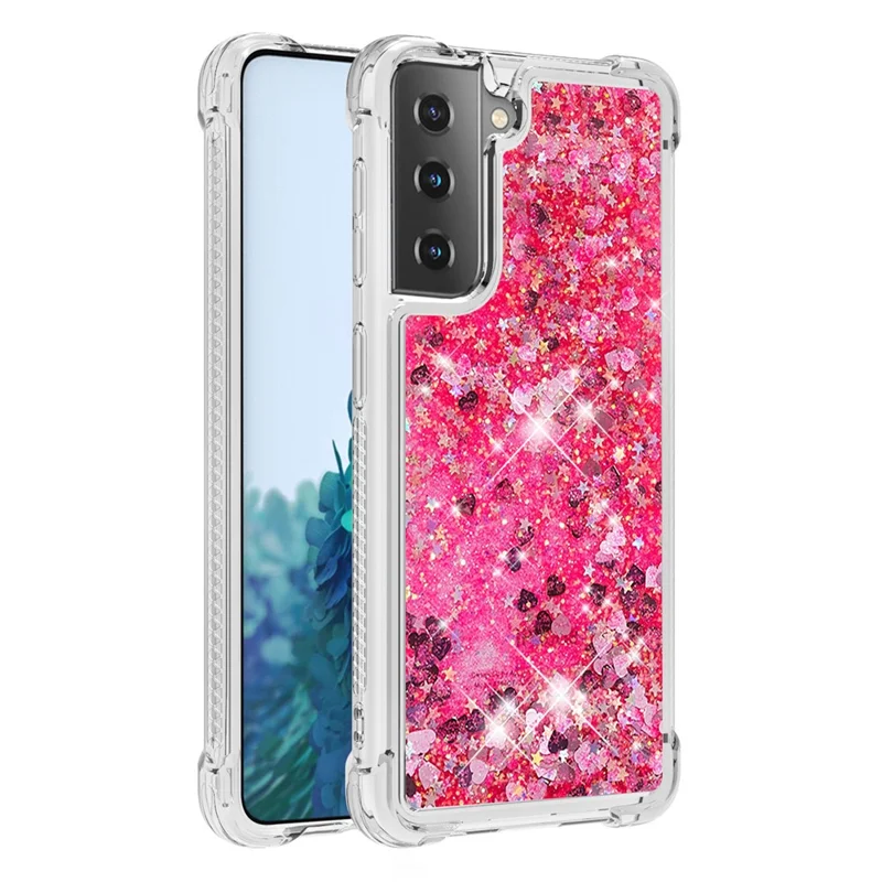 Dynamic Quicksand Anti-shock TPU Protection Phone Casing for Samsung Galaxy S21 4G/5G - Rose