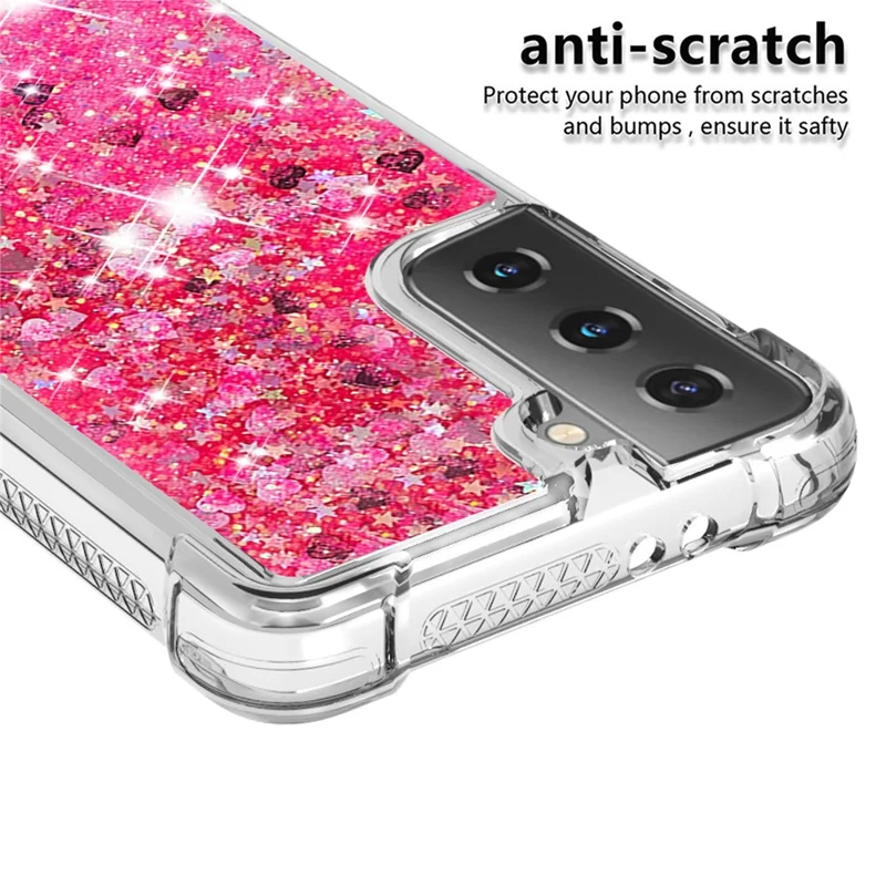 Dynamic Quicksand Anti-shock TPU Protection Phone Casing for Samsung Galaxy S21 4G/5G - Rose