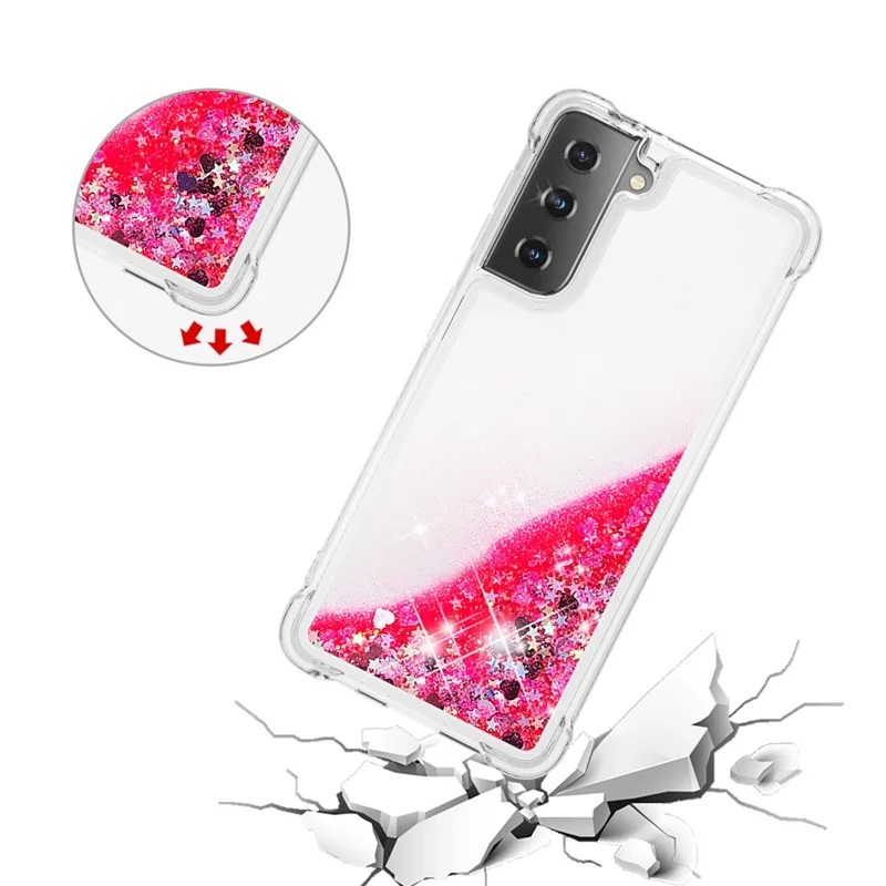 Dynamic Quicksand Anti-shock TPU Protection Phone Casing for Samsung Galaxy S21 4G/5G - Rose