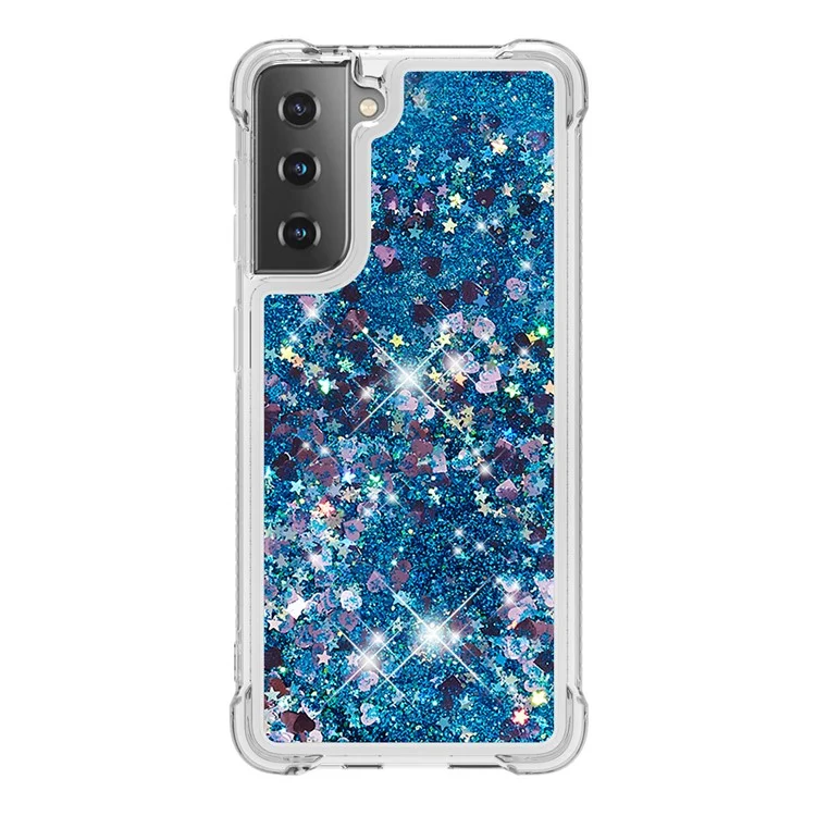 Dynamic Quicksand Shockproof TPU Protection Phone Casing for Samsung Galaxy S21+ 5G - Blue