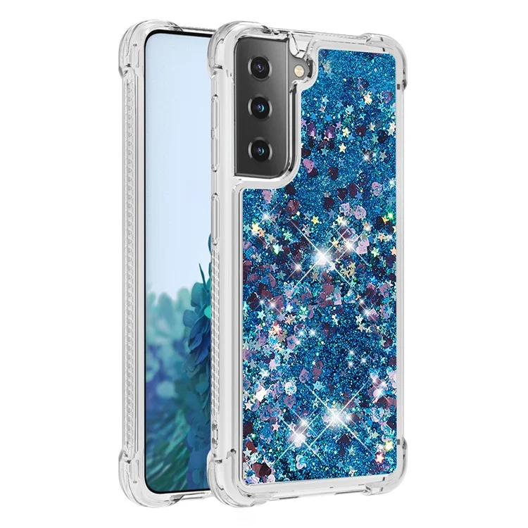 Dynamic Quicksand Shockproof TPU Protection Phone Casing for Samsung Galaxy S21+ 5G - Blue