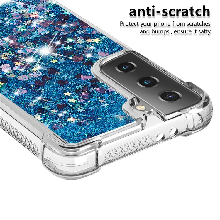 Dynamic Quicksand Shockproof TPU Protection Phone Casing for Samsung Galaxy S21+ 5G - Blue