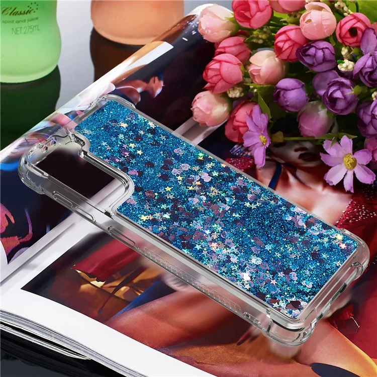 Dynamic Quicksand Shockproof TPU Protection Phone Casing for Samsung Galaxy S21+ 5G - Blue