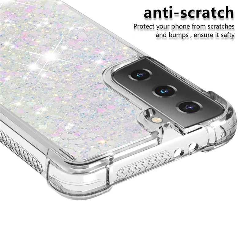 Dynamic Quicksand Shockproof TPU Protection Phone Casing for Samsung Galaxy S21+ 5G - White