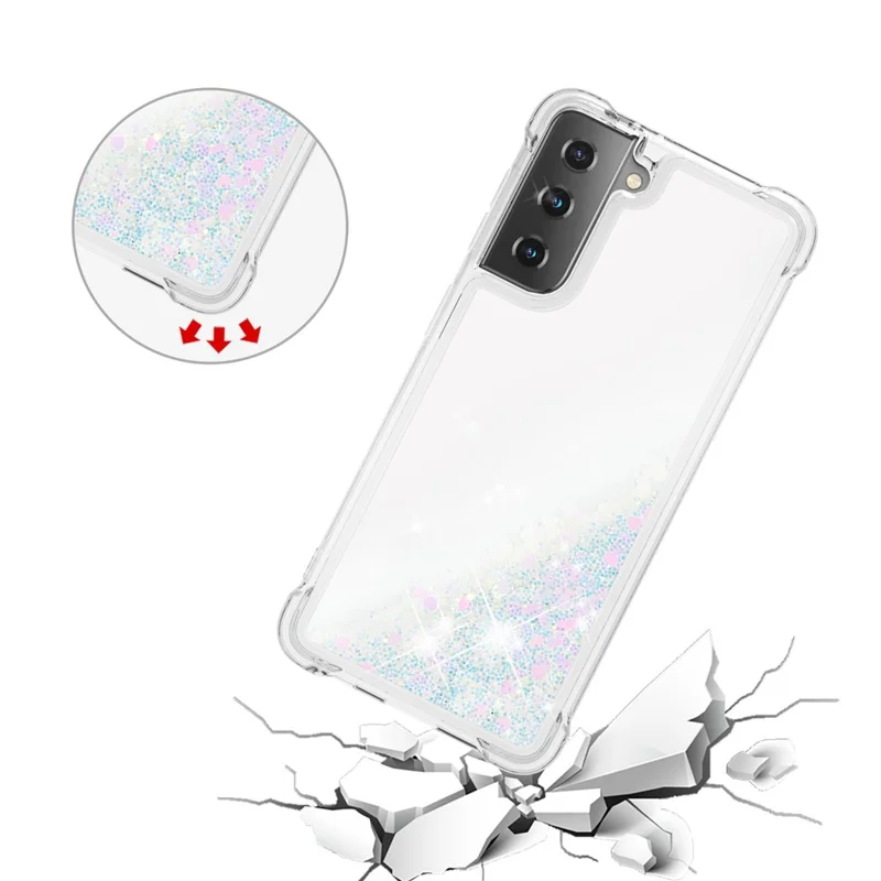 Dynamic Quicksand Shockproof TPU Protection Phone Casing for Samsung Galaxy S21+ 5G - White