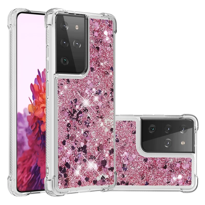 Funda de Teléfono de Protección Antichoque de Quicksand TPU Dinámico para Samsung Galaxy S21 Ultra 5G - Rojo