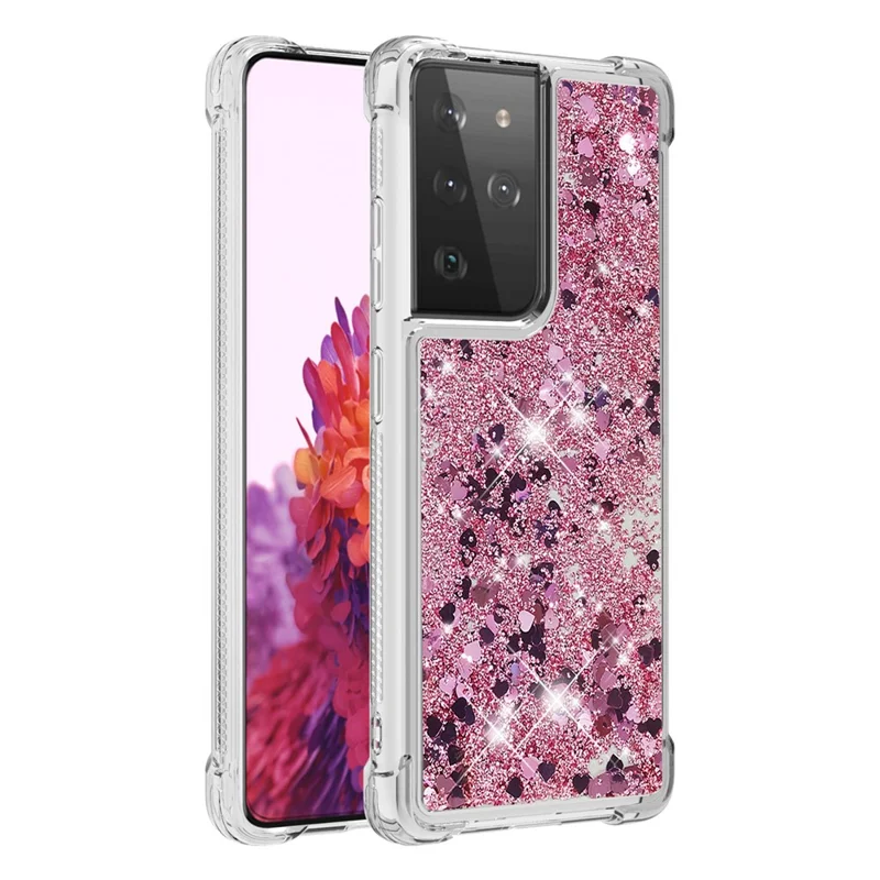 Funda de Teléfono de Protección Antichoque de Quicksand TPU Dinámico para Samsung Galaxy S21 Ultra 5G - Rojo